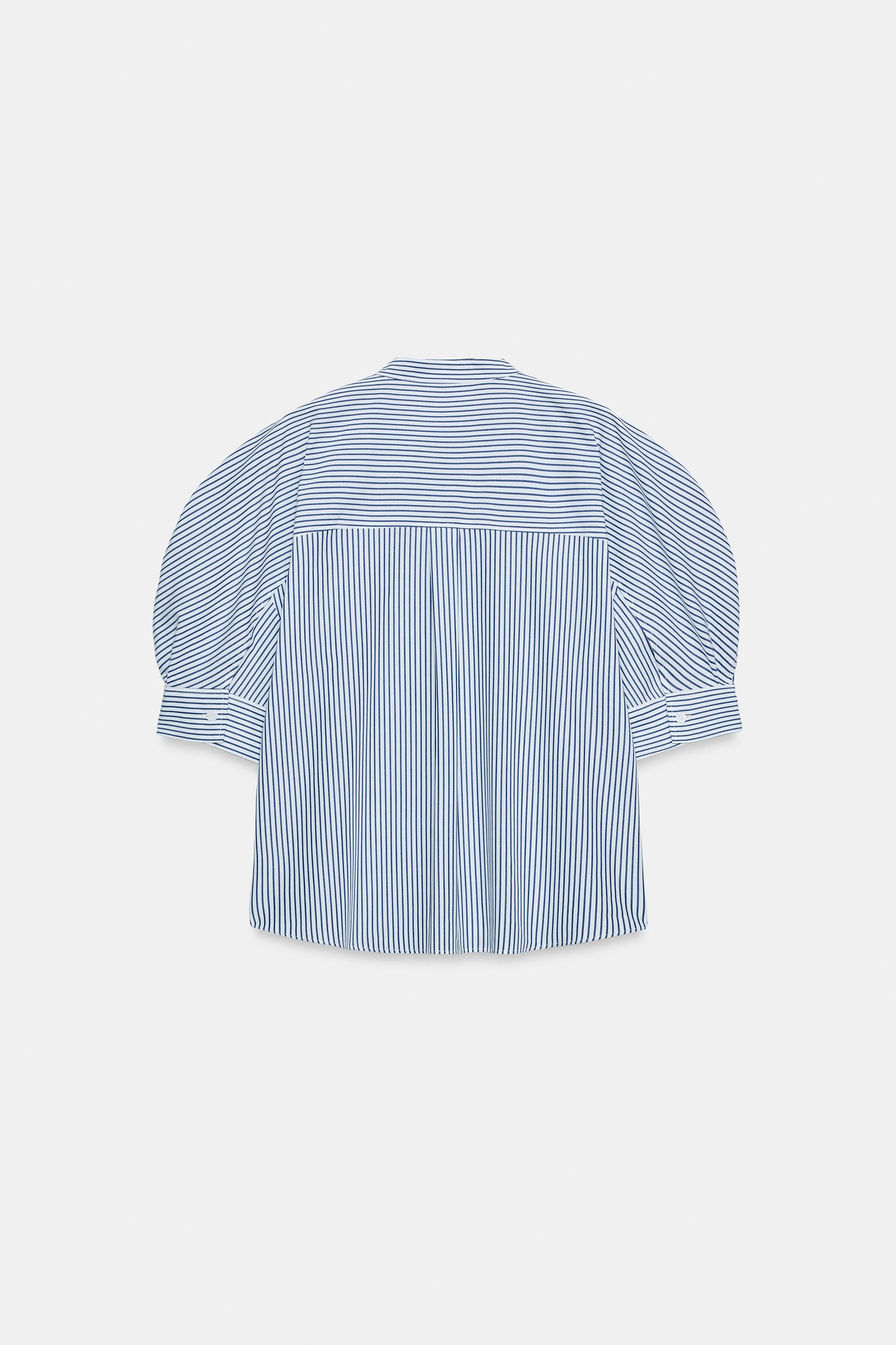 ZW COLLECTION BUTTON POPLIN SHIRT - Blue / White | ZARA United States
