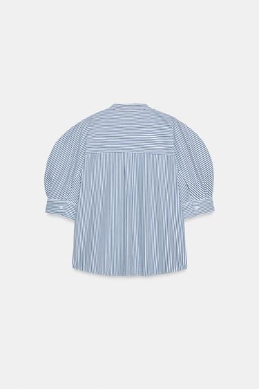 ZW COLLECTION BUTTONED POPLIN SHIRT - Blue/White by Zara - Image 5