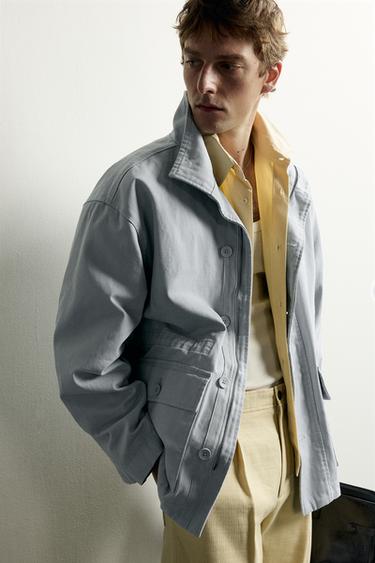 WASHED RELAXED FIT PARKA - Pastel blue by Zara