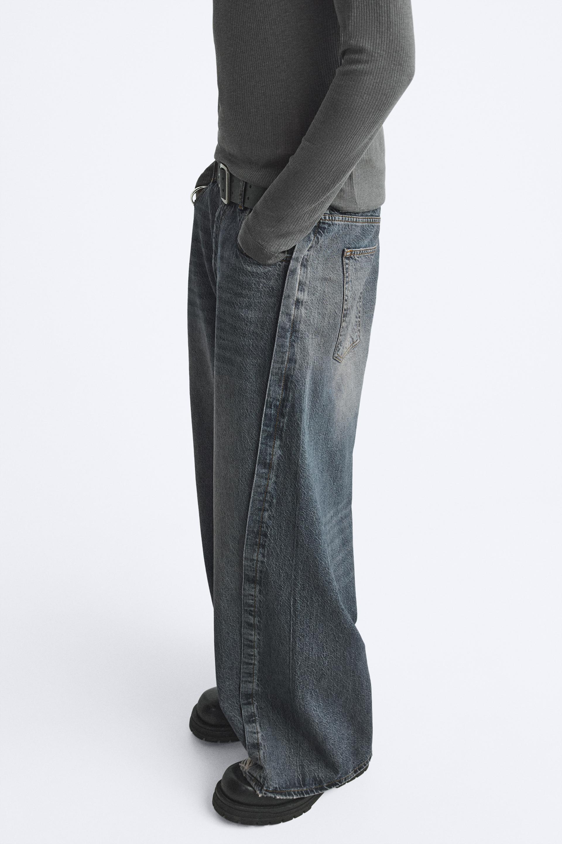 BAGGY BELTED JEANS - Gray