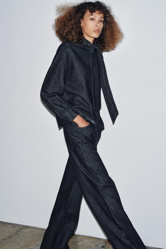 ZW COLLECTION DENIM TIE SHIRT