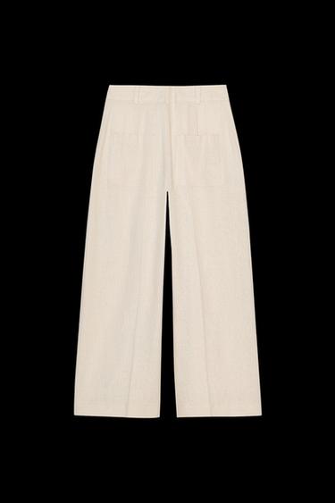 LINEN-BLEND CULOTTES - Sand by Zara