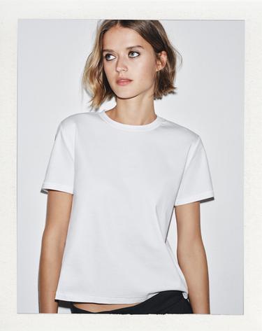 CAMISETA ALGODÓN MERCERIZADO - Branco de Zara