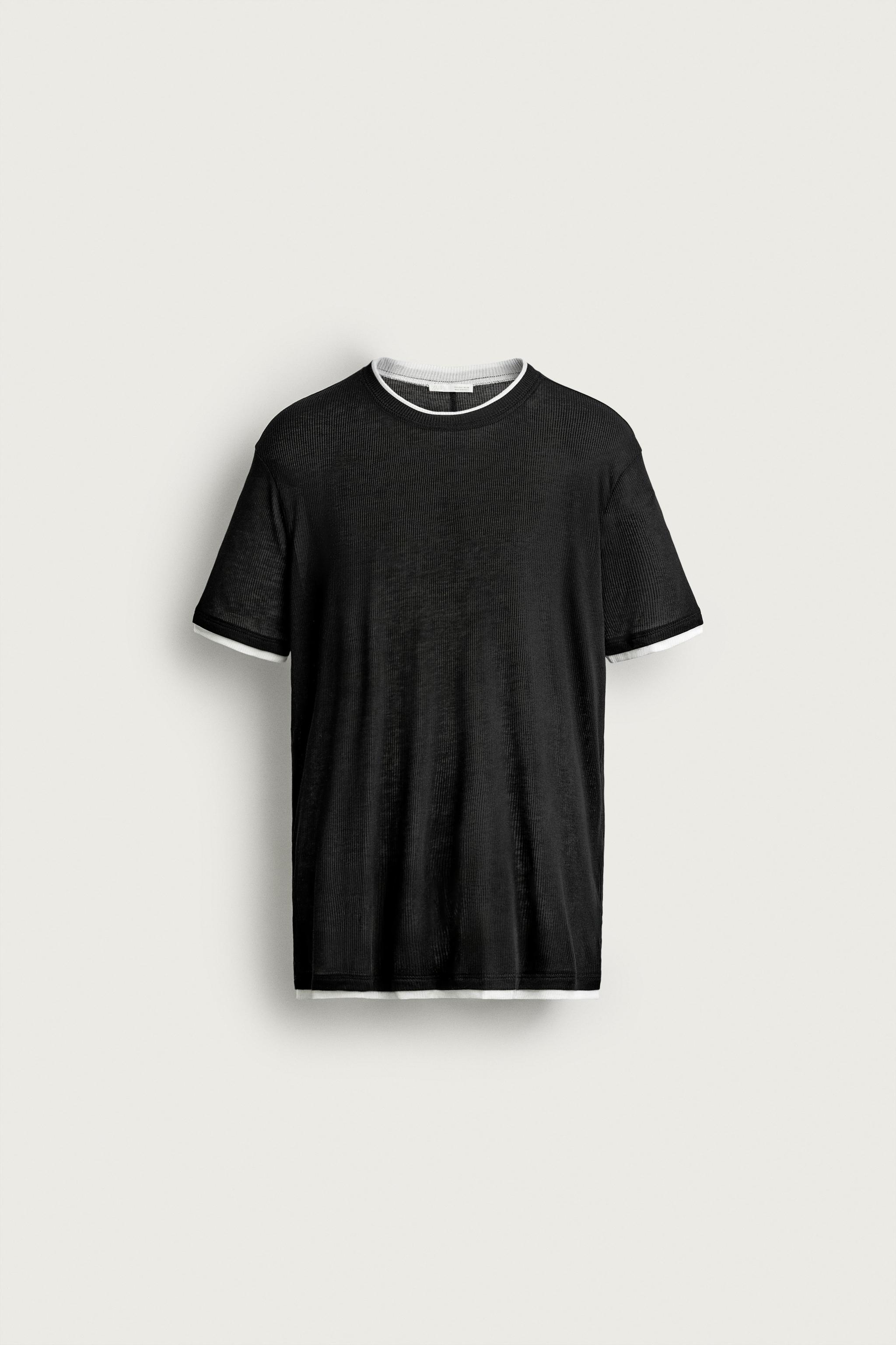 CONTRAST RELAXED FIT T-SHIRT — Black