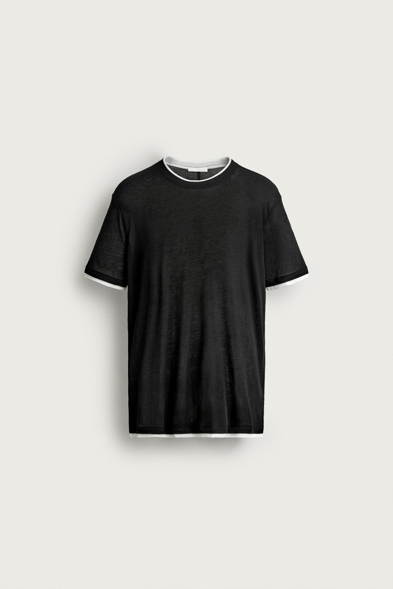 CONTRAST RELAXED FIT T-SHIRT — Black