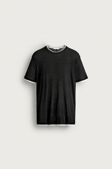 CONTRAST RELAXED FIT T-SHIRT - Black by Zara