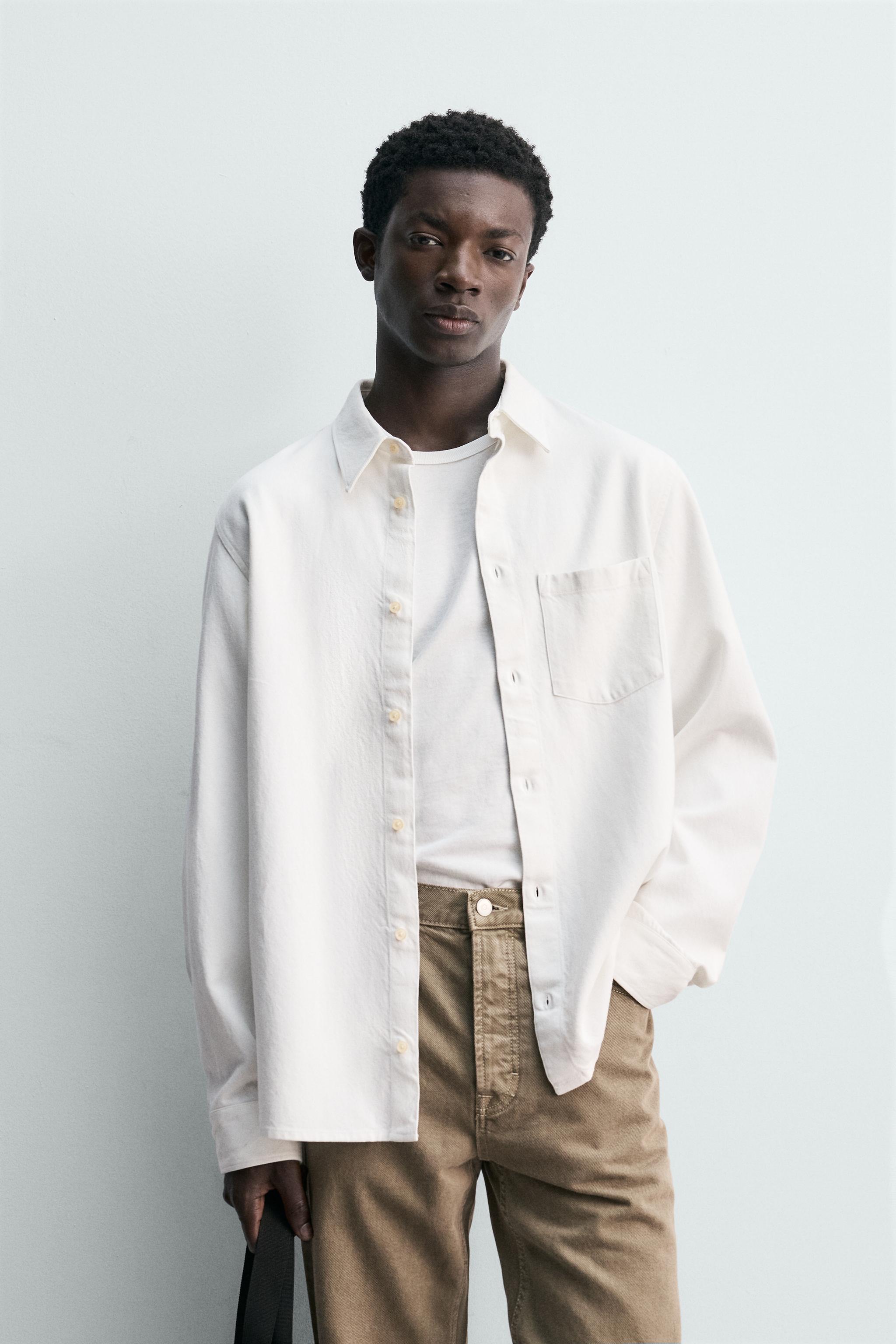 FLUID REGULAR FIT DENIM SHIRT — Ecru (alternate view)