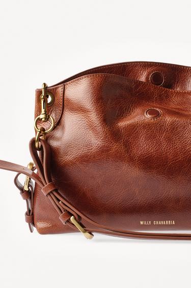 Zara WILLY CHAVARRIA X ZARA LEATHER SHOULDER BAG - Dark tan