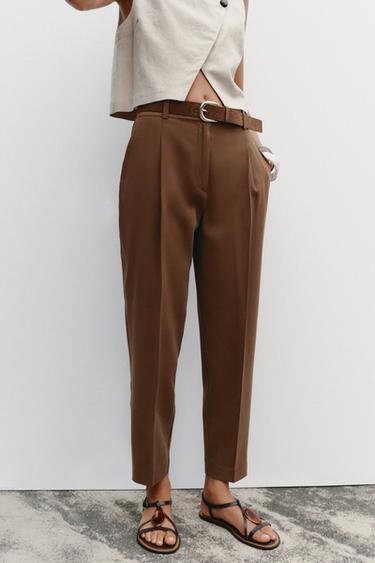FLOWING TROUSERS WITH BELT - Tobacco by Zara - Image 1