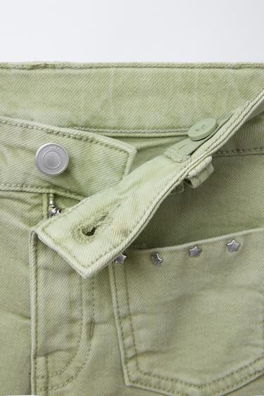 SHORT EN JEAN À CLOUS ÉTOILES - Vert de Zara - Image 2