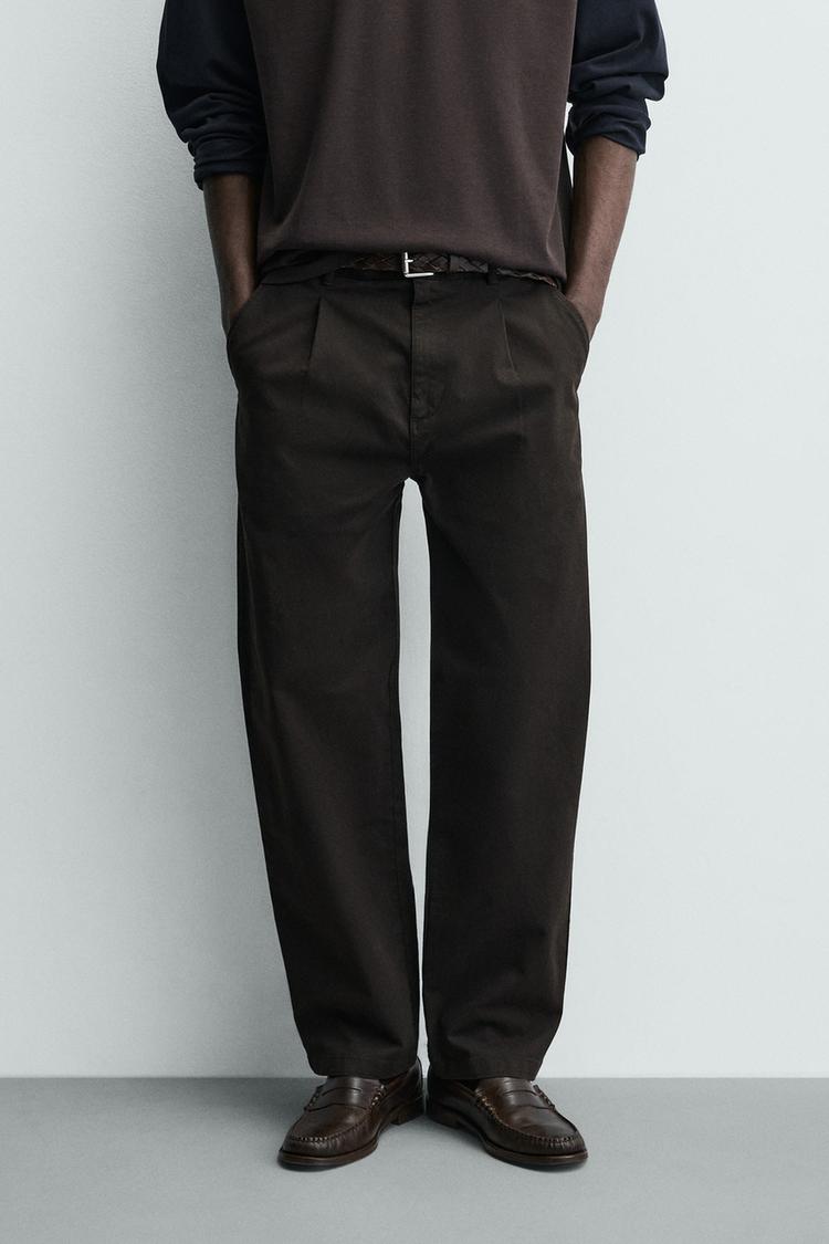 ZARA RELAXED FIT PLEATED TROUSERS