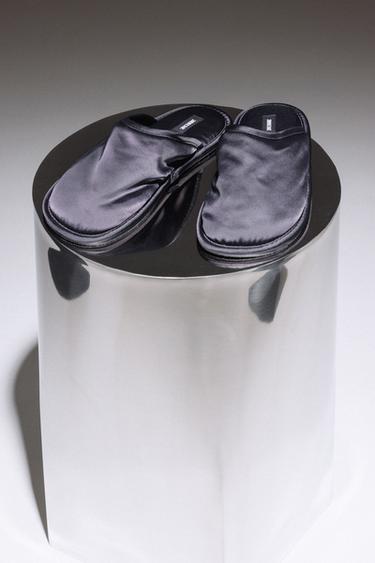 CHAUSSONS OUVERTS À L’ARRIÈRE EN SATIN - Bleu de Zara - Image 6
