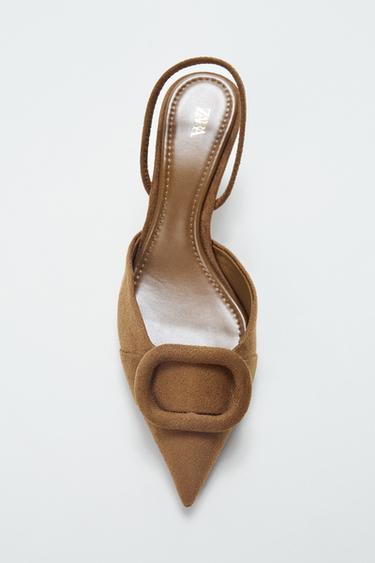 SLINGBACK SHOES WITH PIECE DETAIL - Brown by Zara