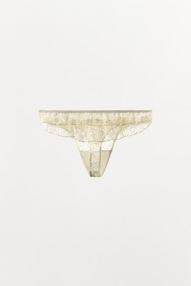 LACE THONG WITH RUFFLES - Ecru by Zara - Image 5