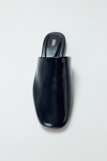 LEATHER MULE SHOES - Black by Zara