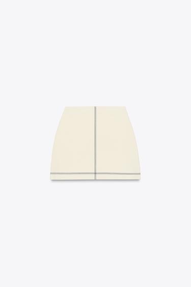 MINI KNIT SKIRT WITH TRIM DETAIL - Ecru by Zara - Image 0
