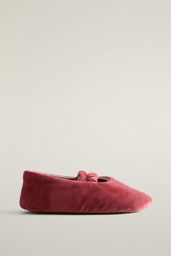 KIDS' VELVET BALLERINAS - Red by Zara - Image 0
