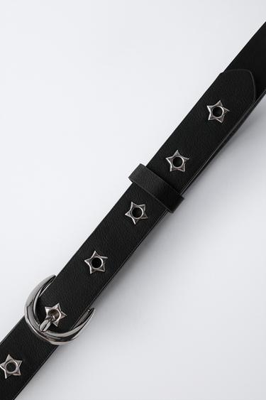CEINTURE EN MATIÈRE SYNTHÉTIQUE ŒILLETS ÉTOILE - Noir de Zara - Image 2
