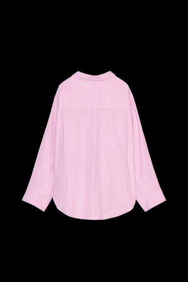 OVERSIZE STRIPED POPLIN SHIRT - Pink / White by Zara
