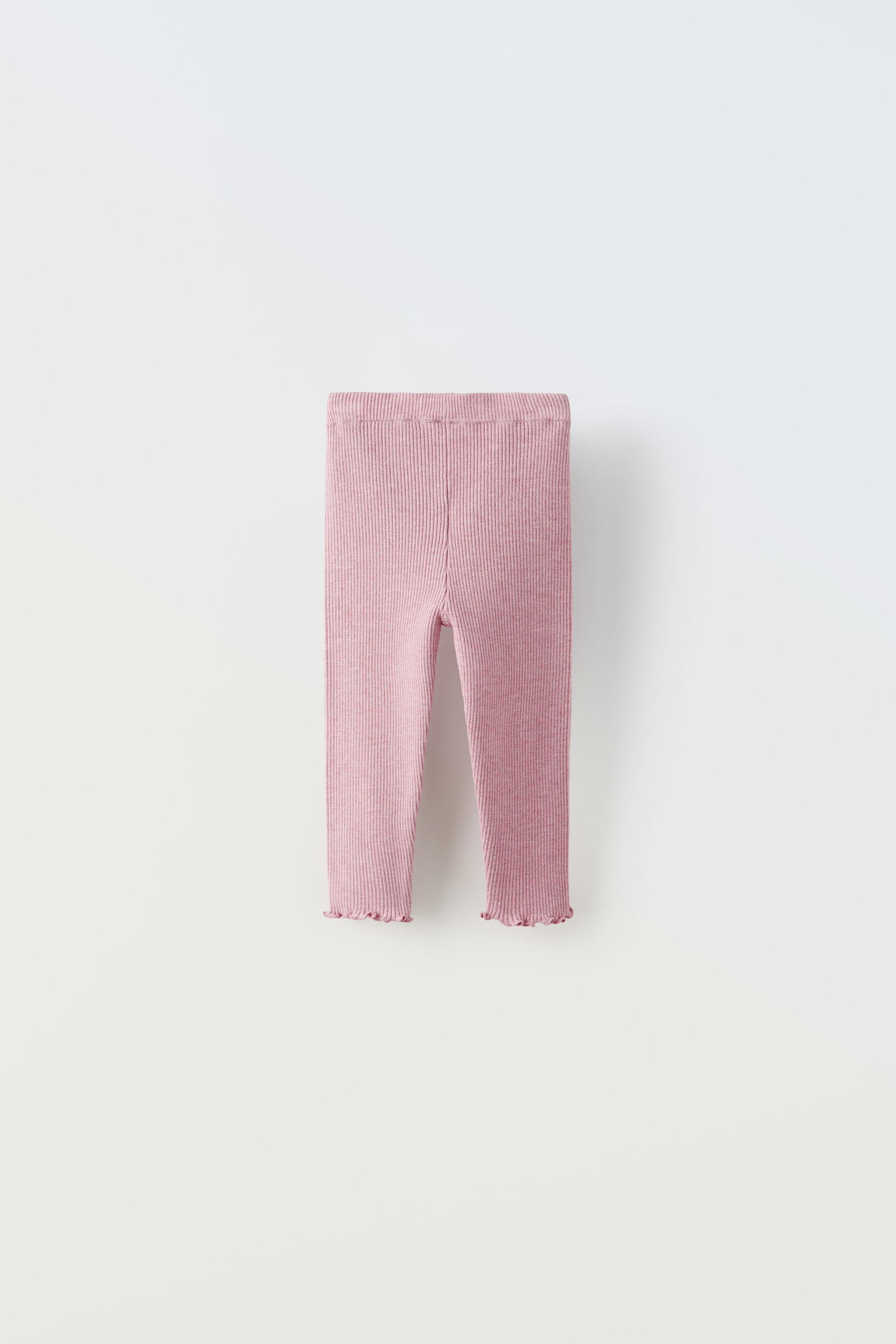 SHEIN PETITE Split Hem Rib-knit Leggings - Pink Shop
