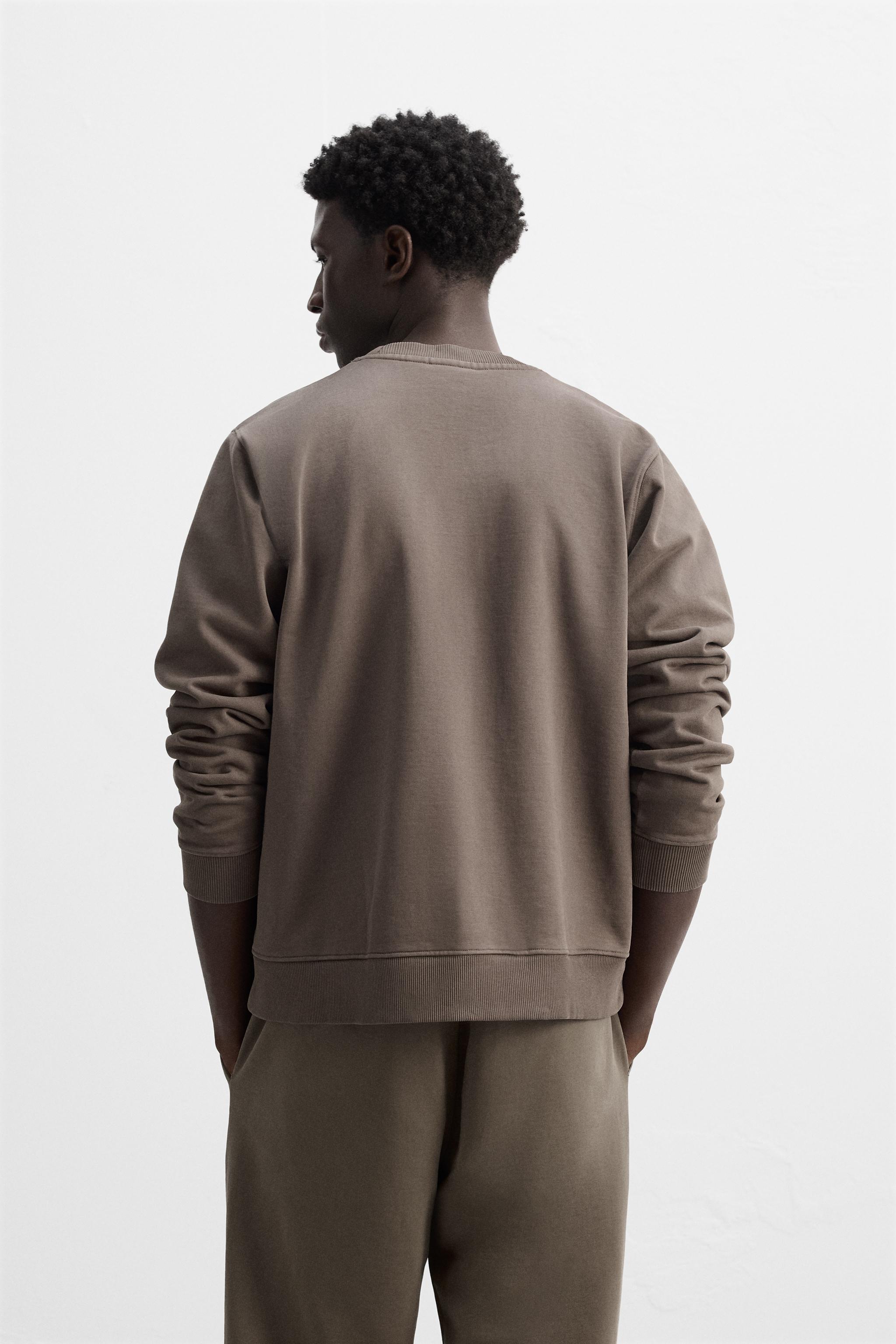 CREW NECK SWEATSHIRT WITH POCKET - Earth | ZARA United Kingdom