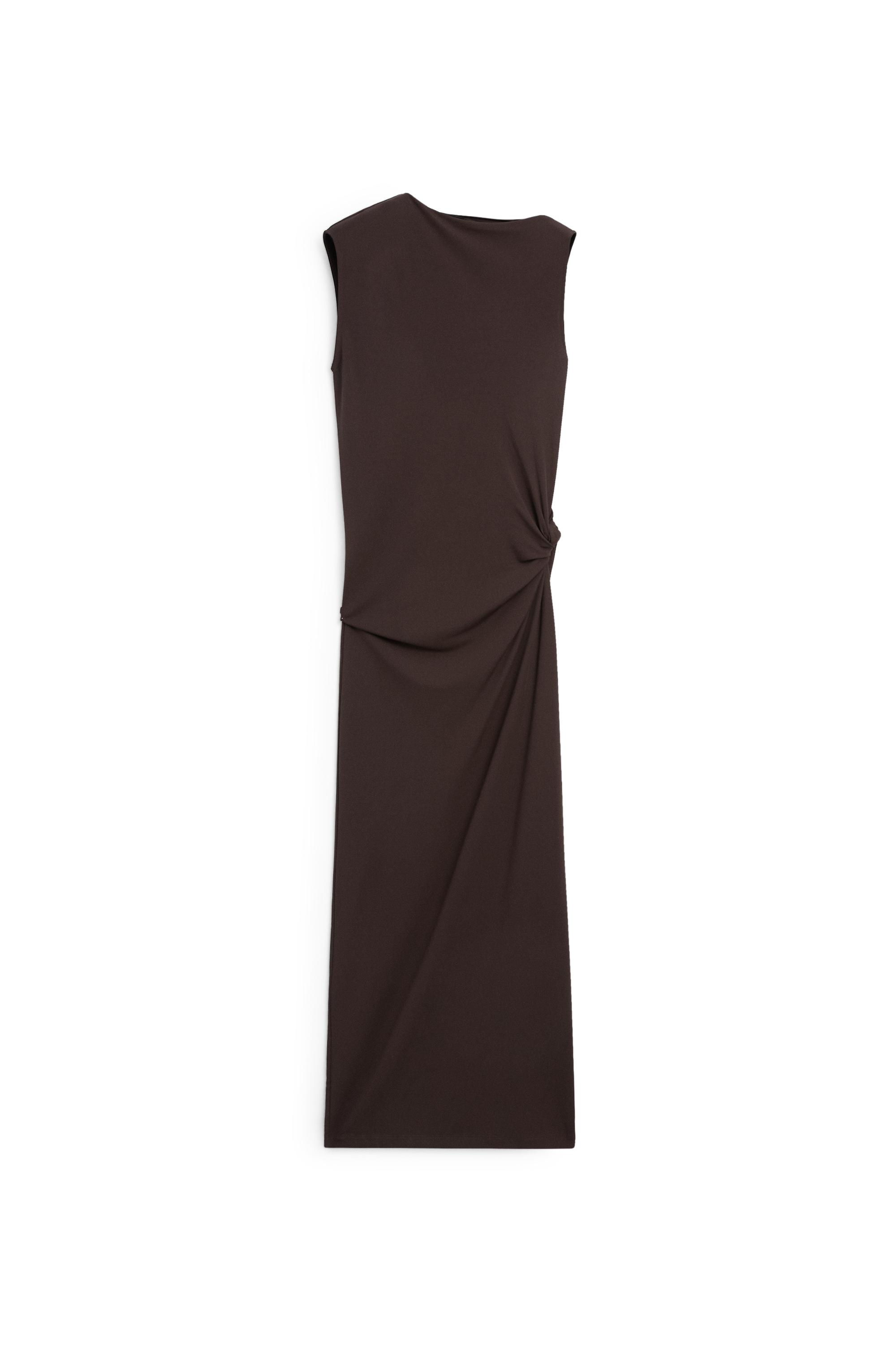 zara gathered asymmetric neckline dress ASYMMETRIC RUCHED DRESS - Yellow