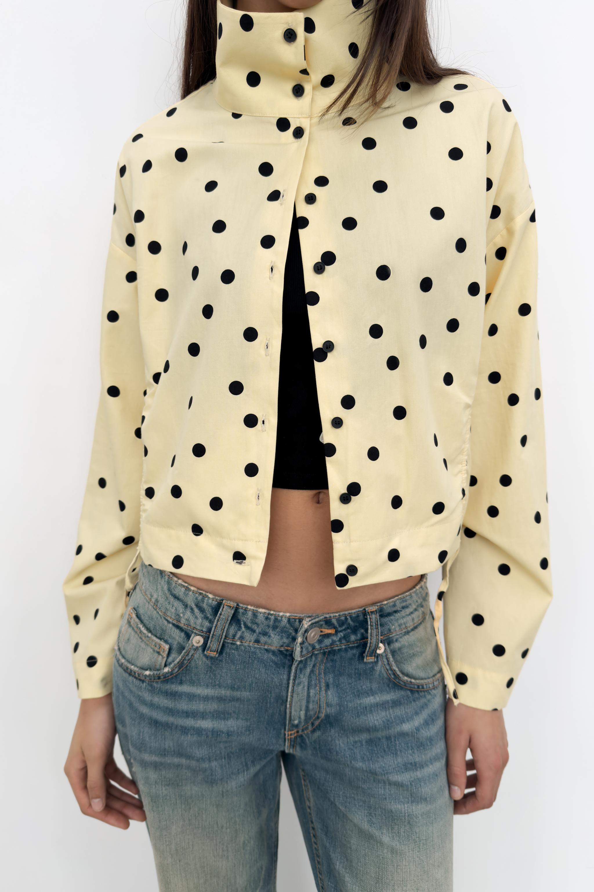 POLKA DOT RUCHED JACKET
