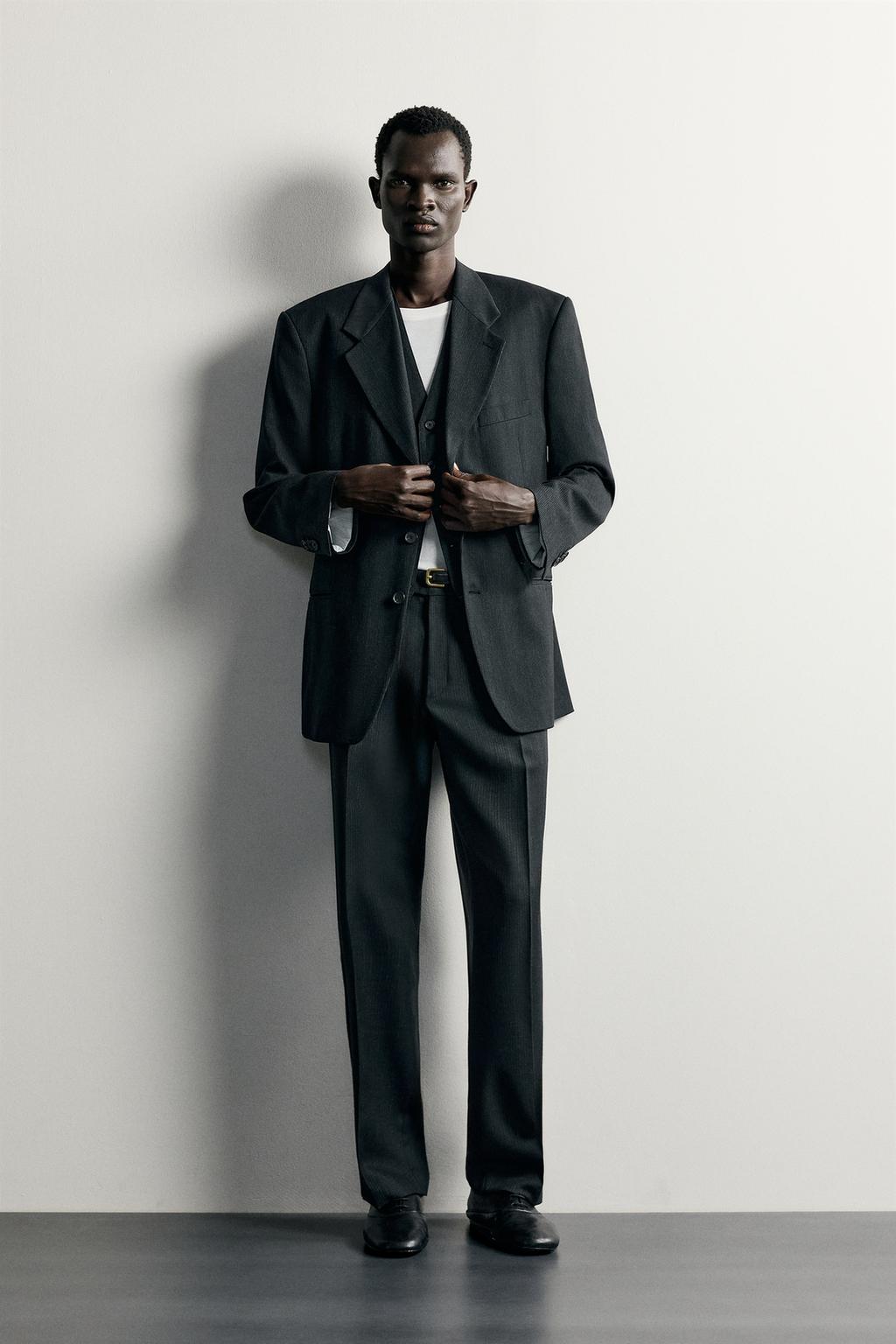 STRIPED RELAXED FIT SUIT BLAZER