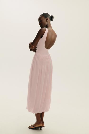 CONTRAST TULLE DRESS - Pale pink by Zara - Image 5