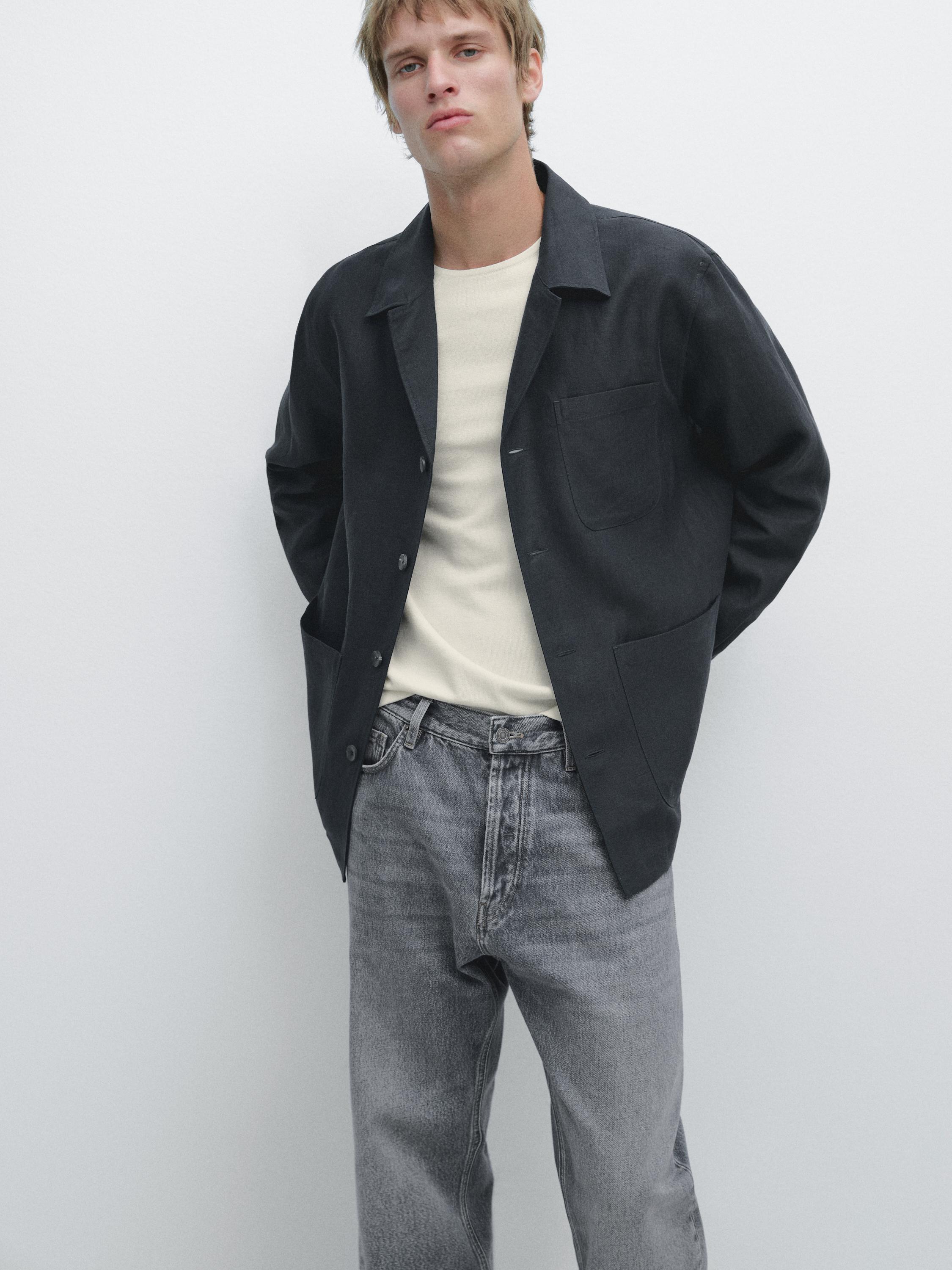 Linen overshirt with pocket details