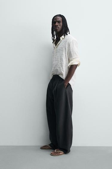 BALLOON FIT TROUSERS WITH PLEATS AND BELT - Black by Zara - Image 3