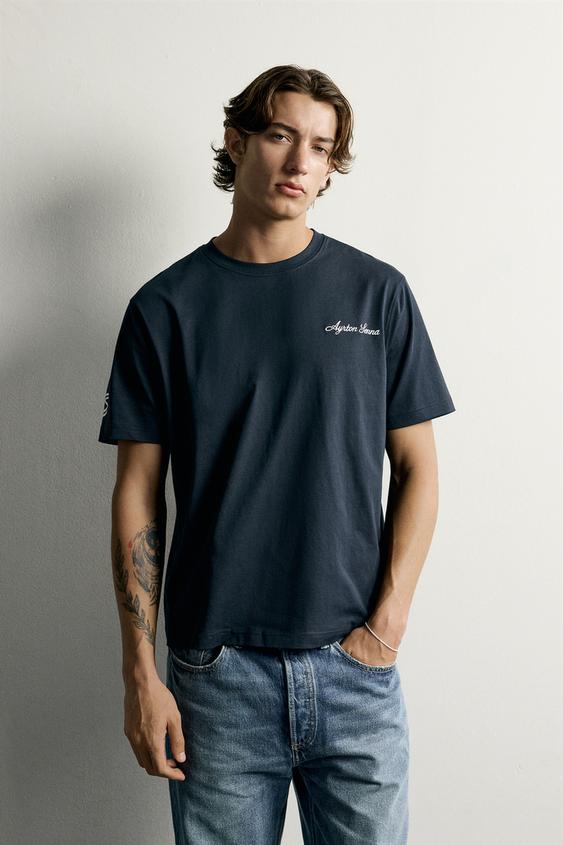 T-SHIRT IMPRIMÉ PHOTOGRAPHIQUE AYRTON SENNA © SENNA BRANDS - Bleu marine de Zara - Image 1