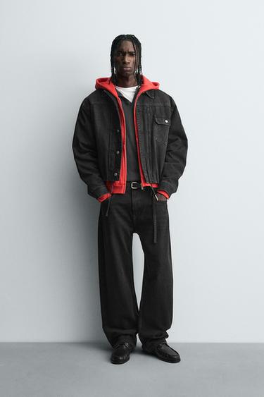 CAZADORA BOXY FIT DENIM ACOLCHADO - Negro de Zara