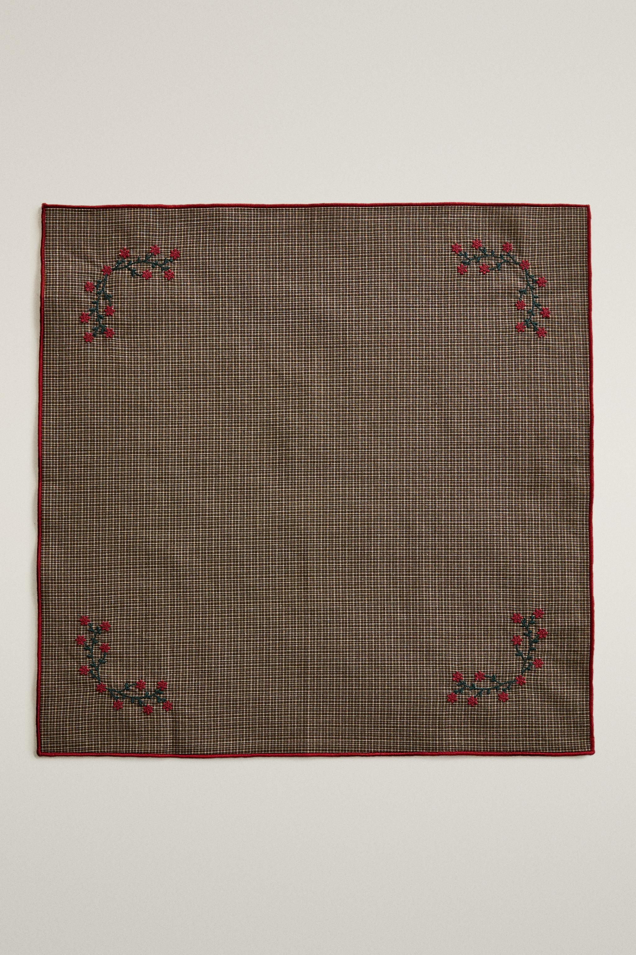 SERVIETTES DE TABLE COTON BRODERIE NOËL (LOT DE 2)