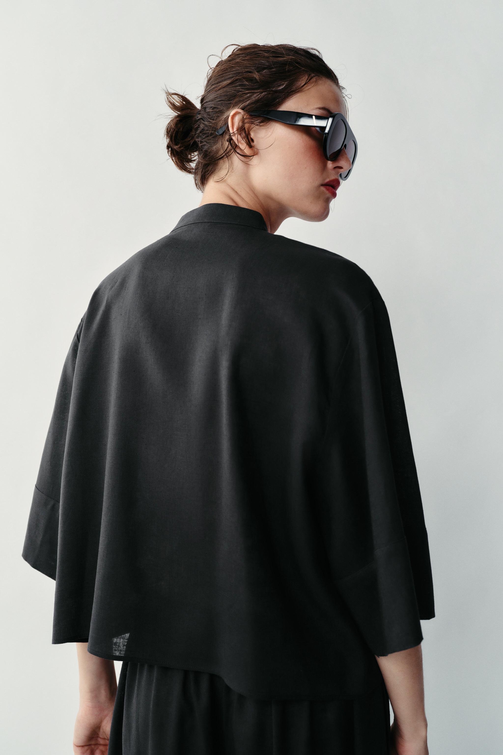 Женские рубашки Zara LINEN SHIRT WITH FROG FASTENING — фото 6