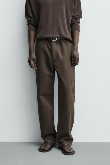 STRAIGHT-LEG CARGO TROUSERS - Brown by Zara