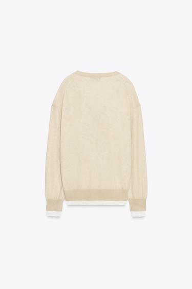 DOUBLE LAYER KNIT CARDIGAN - Sand by Zara - Image 5