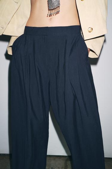 PANTALON FLUIDE PLIS ZW COLLECTION - Bleu marine de Zara - Image 3