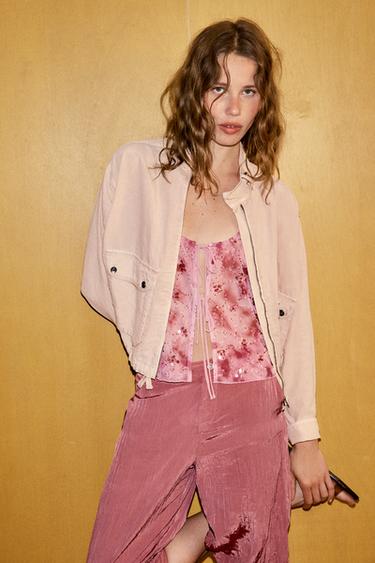 WASHED EFFECT JACKET WITH POCKETS - Pale pink by Zara - Image 4