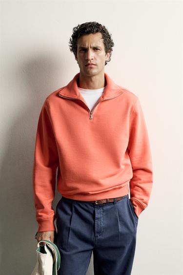 BASIC QUARTER-ZIP SWEATSHIRT — Orange 2