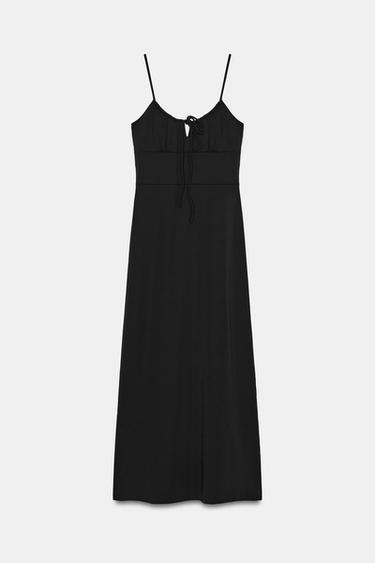 ЛЕГКА СУКНЯ СЕРЕДНЬОЇ ДОВЖИНИ НА БРЕТЕЛЯХ - Чорний Zara
