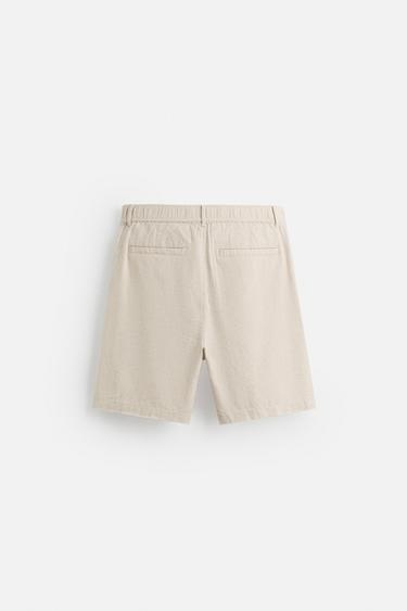 BERMUDA COTON - LIN - Beige clair de Zara - Image 6
