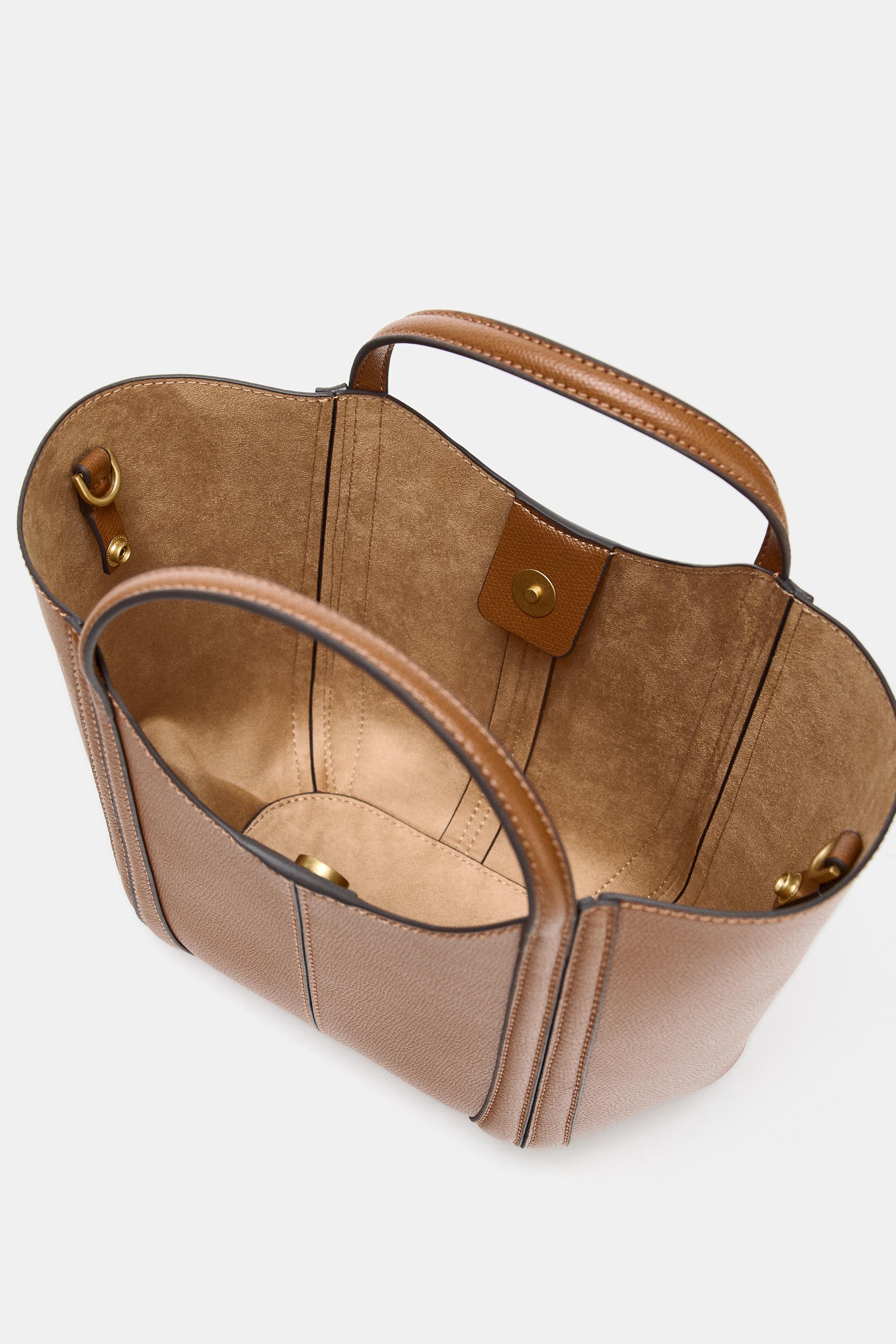 ステッチミニシティバッグ - ダークゴールデンブラウン | ZARA Japan