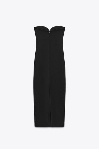 VESTIDO MIDI ESCOTE CORAZÓN - Negro de Zara