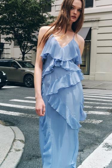 ROBE À VOLANTS ZW COLLECTION - Bleu moyen de Zara - Image 1