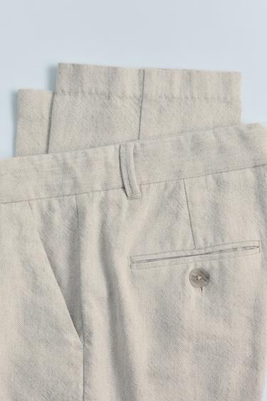 COTTON/LINEN SUIT TROUSERS - Light beige by Zara
