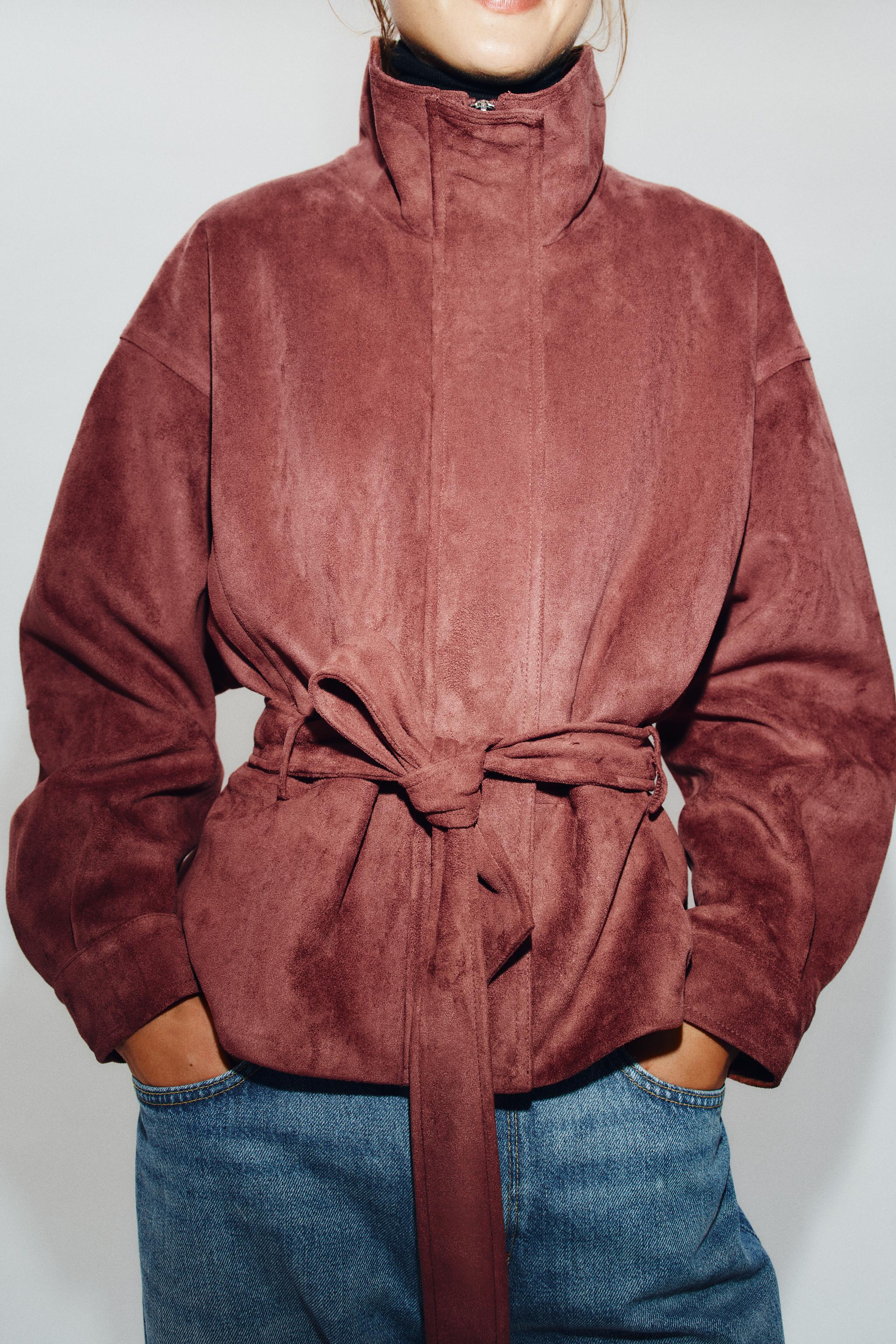 BLOUSON EFFET DAIM AVEC CEINTURE