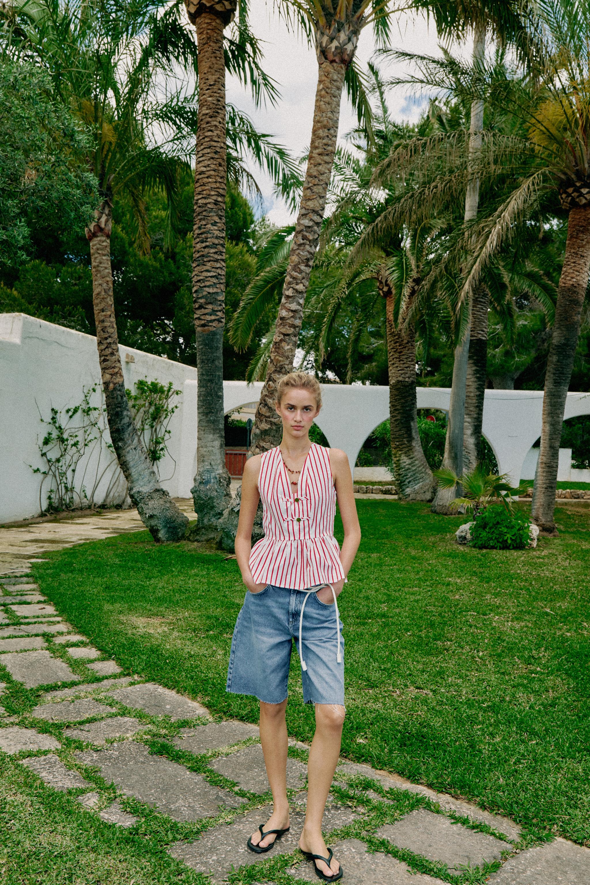 STRIPED FIREMAN CLASP TOP - White / Red | ZARA United States