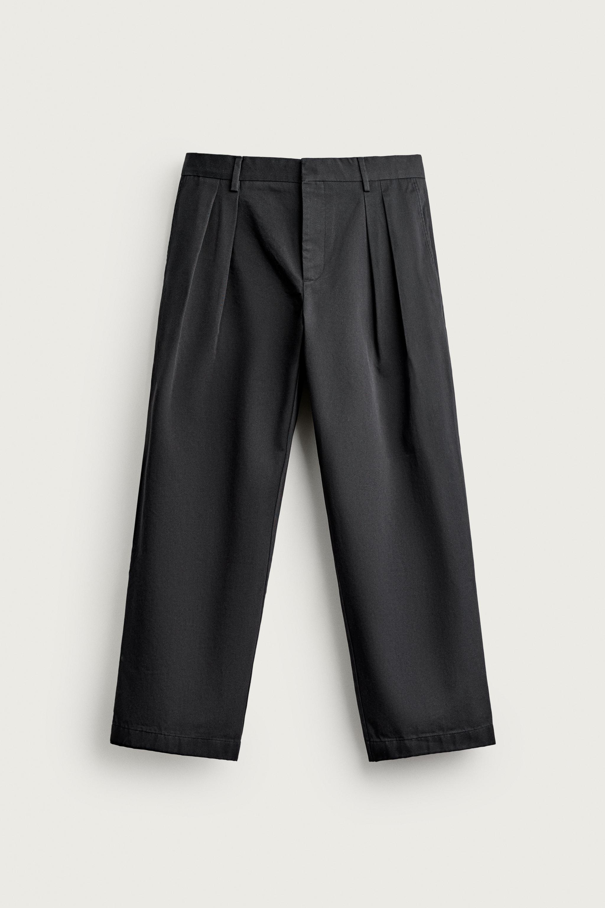 AARON LEVINE X ZARA PLEATED CHINOS — Black