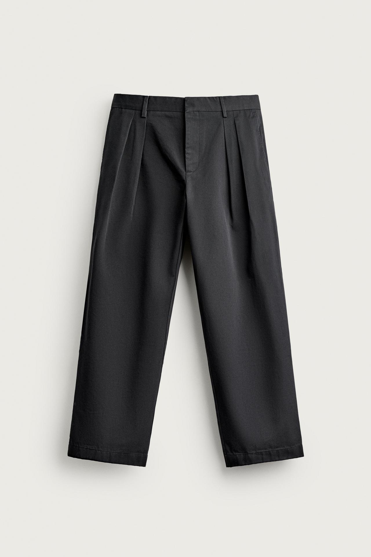 AARON LEVINE X ZARA PLEATED CHINOS — Black